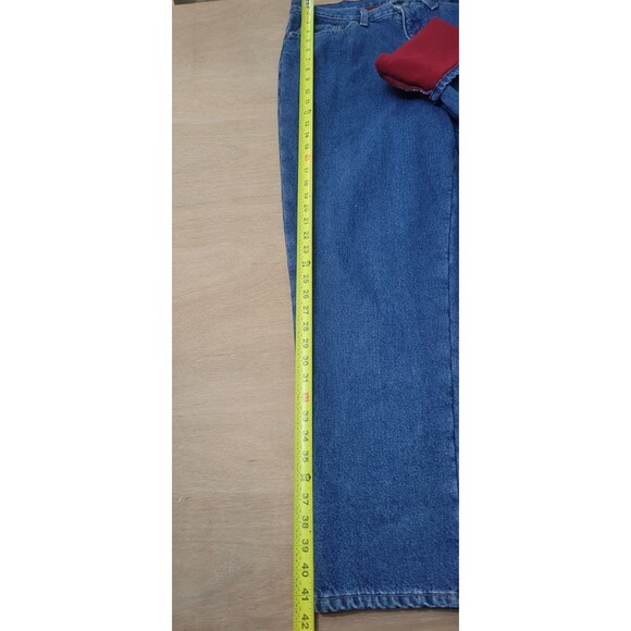 LL Bean Double L Relaxed Fit Fleece-Lined Blue Jeans Size 14 Women's - Picture 8 of 12